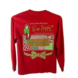Simply Southern red Small S? Christmas Ls shirt Elf